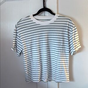 Abercrombie Striped White and Green T-Shirt